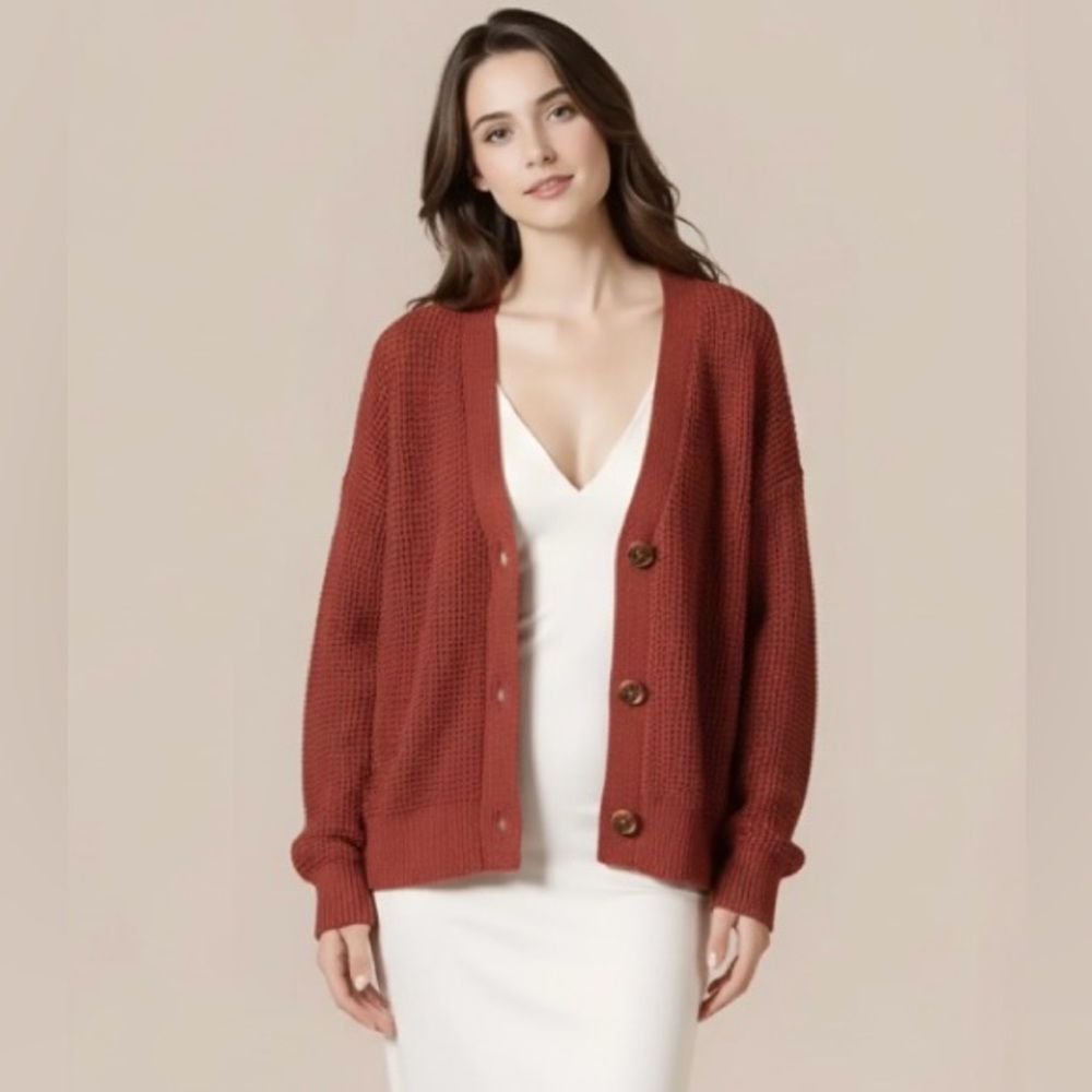 Melrose and Market Brick Red grandpacore Cardigan Sweater school College S - Picture 4 of 4